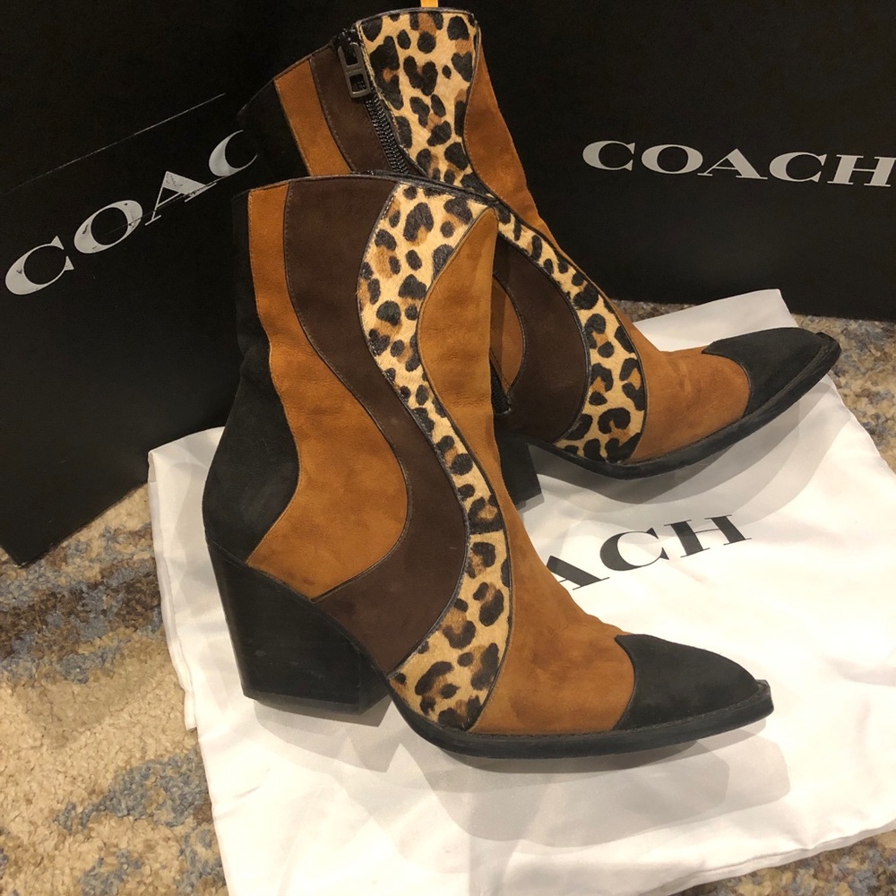 Coach Leopard Suede Boots